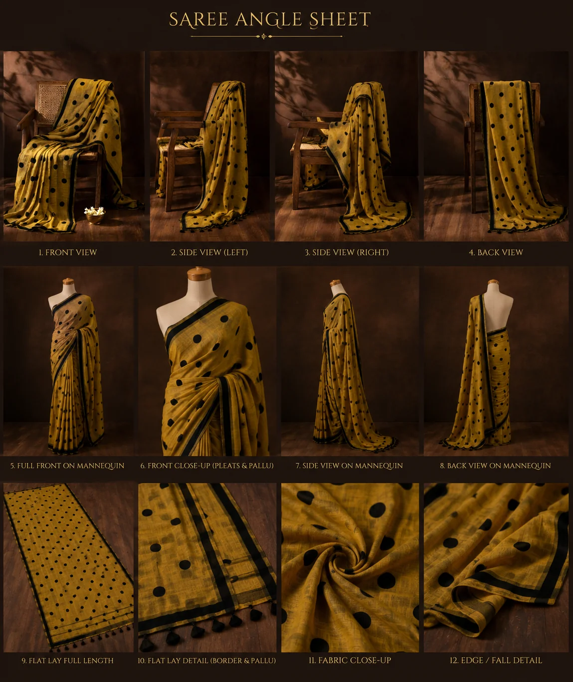 Mustard Saree Product Layout — visual reference